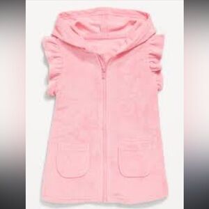Old Navy Baby Girl Swim Swimsuit Zip One Piece Hooded Terry Pink Cover Up Dress